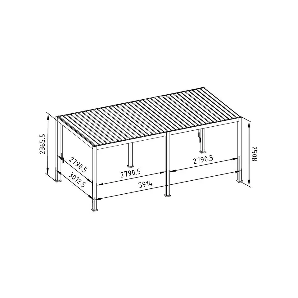 Mirador Deluxe overkapping elektrisch met LED 300 x 600 antraciet