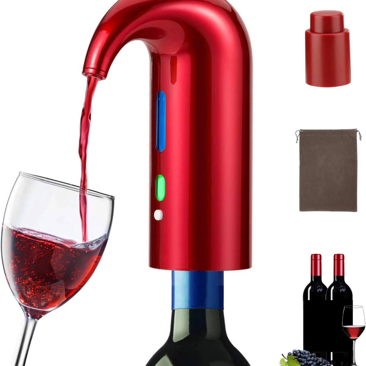 Aérateur distributeur à vin électrique portable rouge Vendos85
