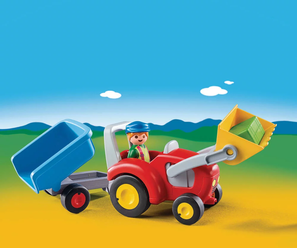 FERMIER AVEC TRACTEUR ET REMORQUE - 6964