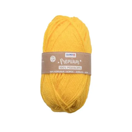 Glorex Premium Wolle aus 100 % Acryl, 50 g, ca. 140 m, gelb