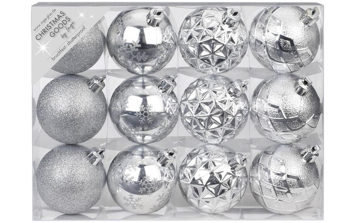 Weihnachtskugel White Chritsmas Ø 6 cm 12 StückChristbaumkugeln Silber