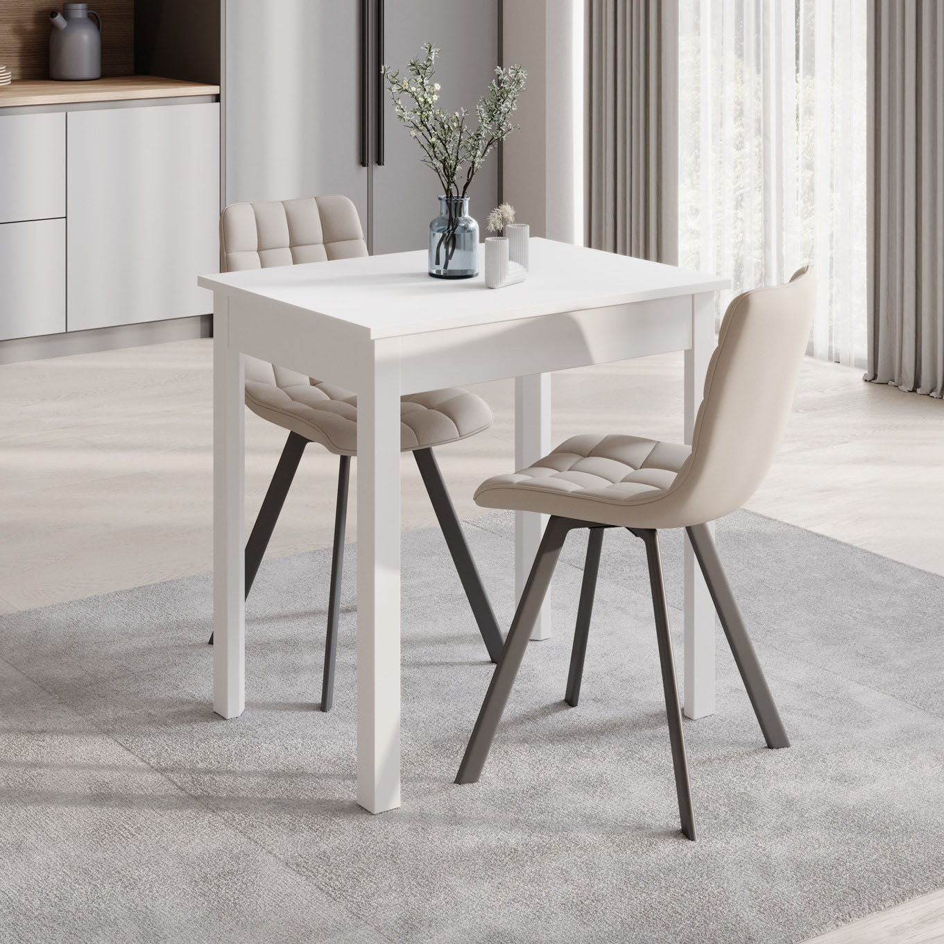 Steve - Eetkamertafel - Wit - 75x55x77 cm