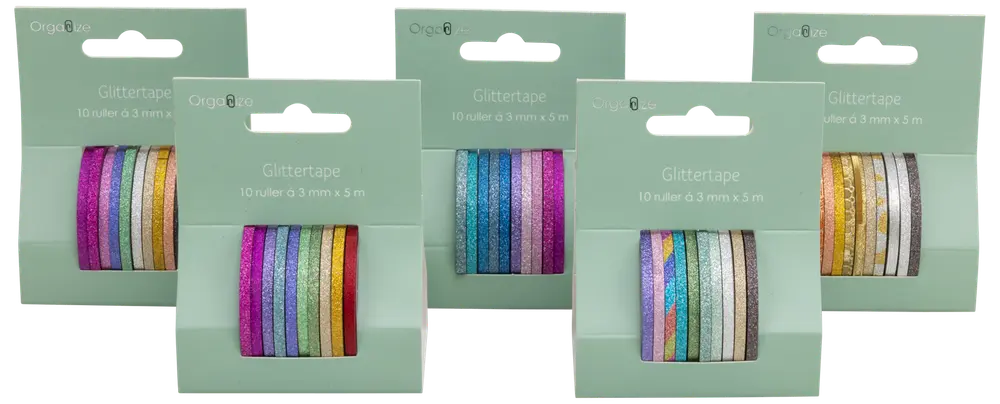 Glittertape 10-pak - Assorteret design