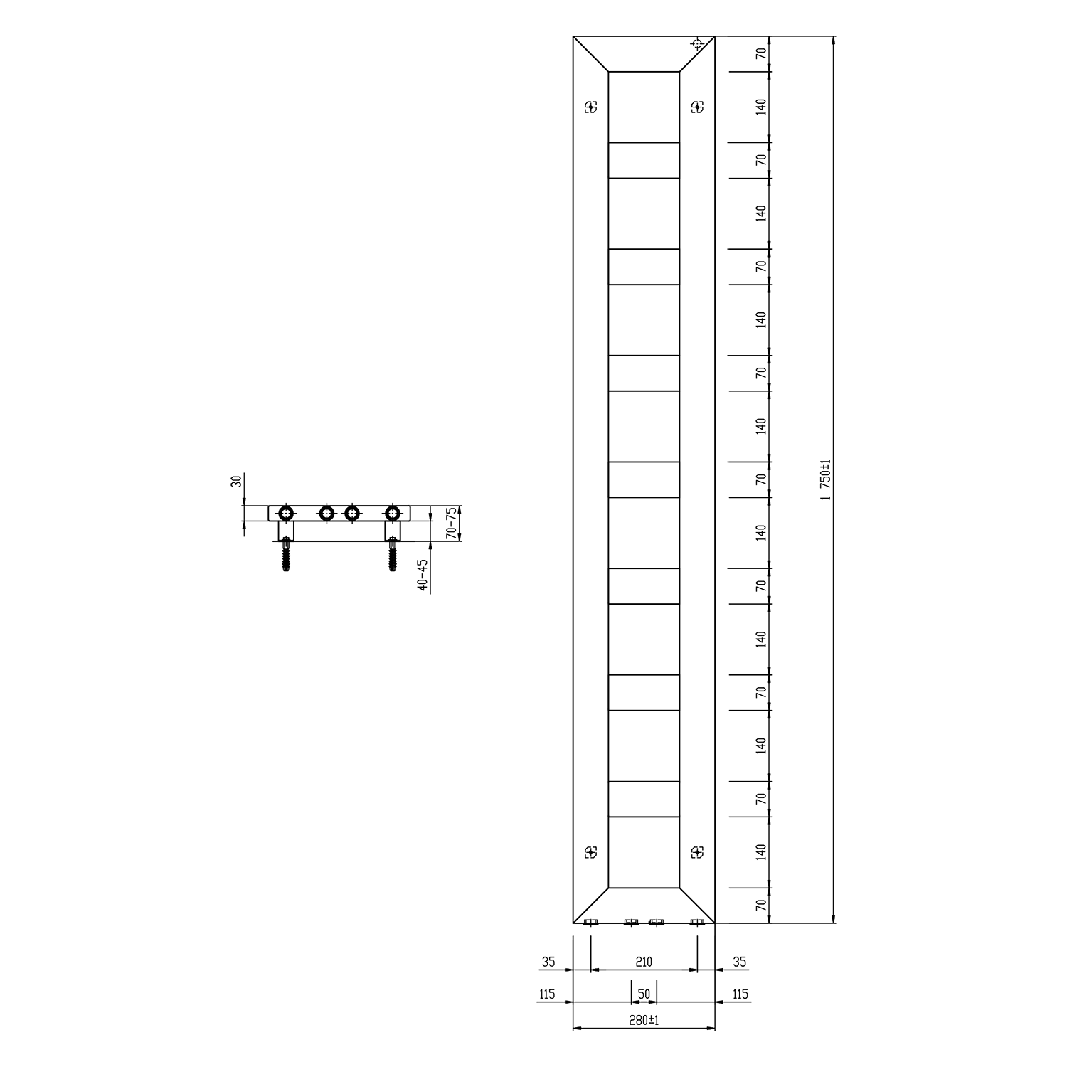 Sapho Block radiator mat wit 28x175cm 461W