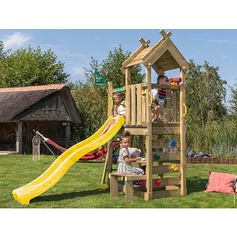 Jungle Gym Teepee legetårn komplet inkl. gul rutsjebane