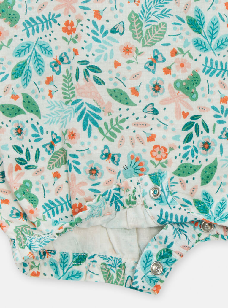 Barboteuse vert menthe à motif fantaisie pour bébé fille