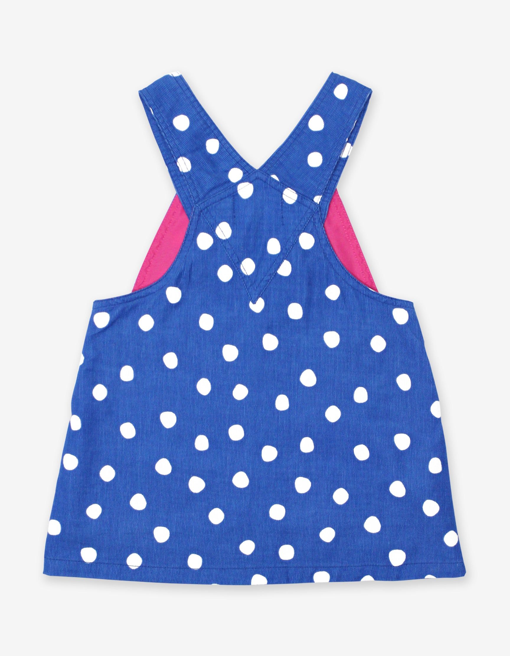 Toby Tiger Cord Latzkleid , blau mit weißen Punkten