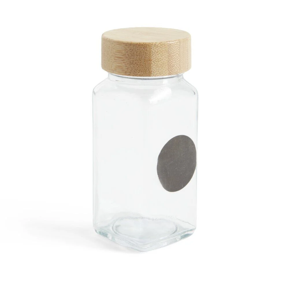 Salière/poivrière en verre et bambou 4,5x4,5xH10,5cm