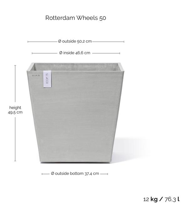 Ecopots Kunststoff-Topf Rotterdam mit Rollen