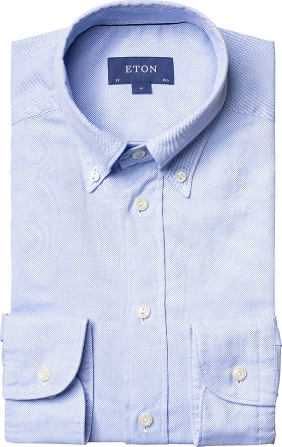 ETON Light Blue Royal Oxford Shirt - Slim Fit Blå
