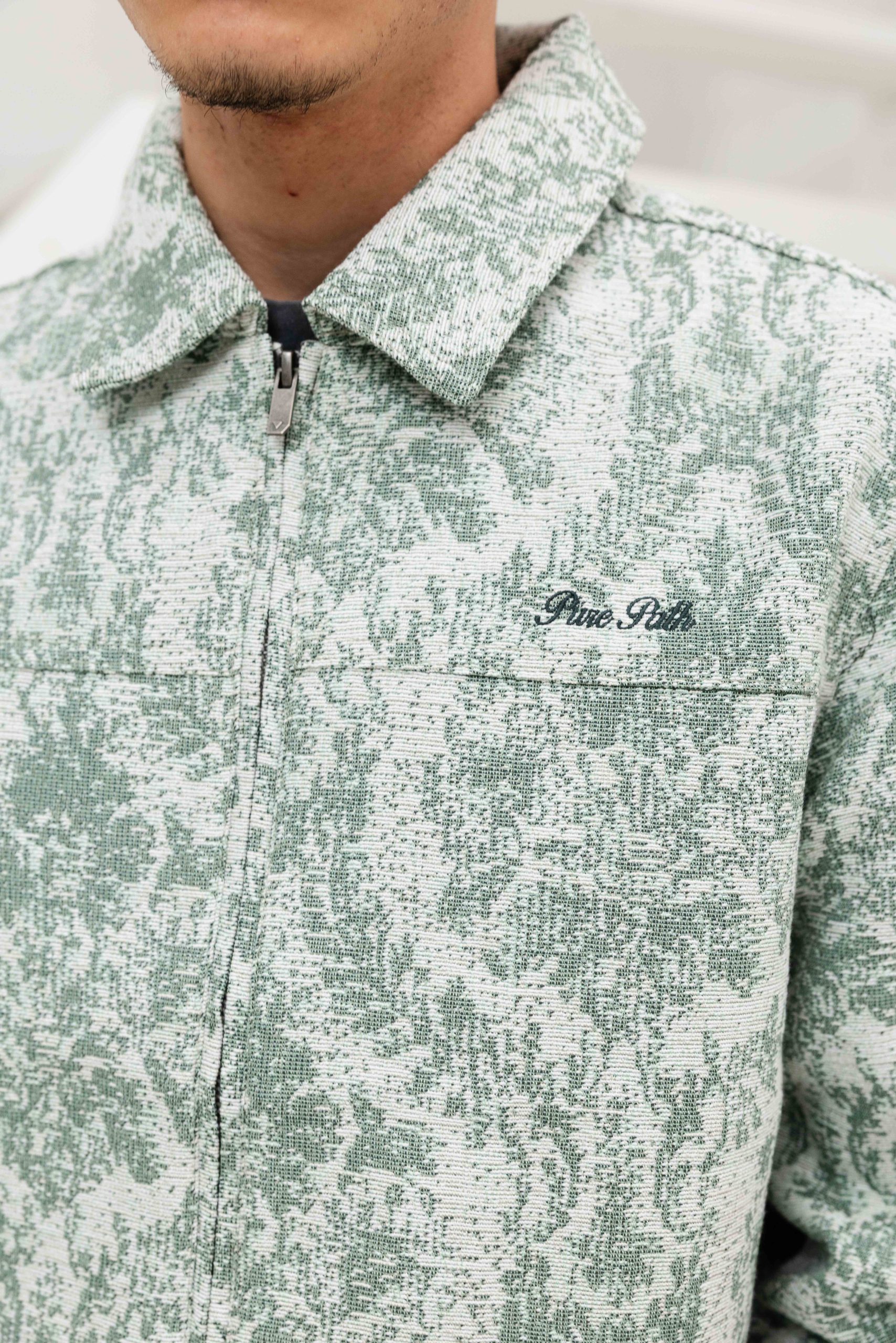Pure Path Jacquard Flower Full-zip Jack Heren Lichtgroen