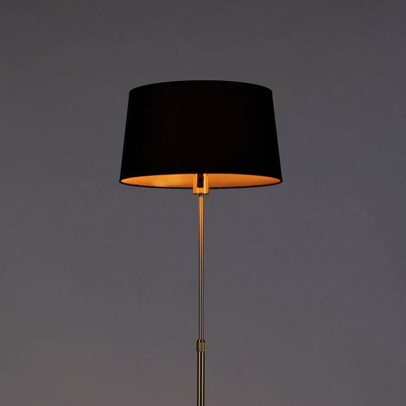 Vloerlamp goud/messing met zwarte kap 45 cm verstelbaar - Parte