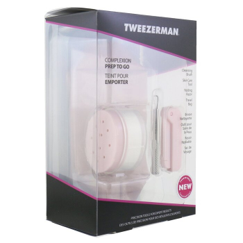 Tweezerman Tweezerman Complexion Prep To Go Set: Cleansing Brush   Skin Care Tool   Folding Razor   Travel Bag 3pcs   1 Bag