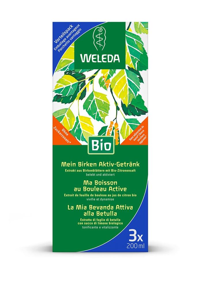 Weleda Mein Birken Aktiv-Getränk<br>3 × 200 ml, Flasche, Trio