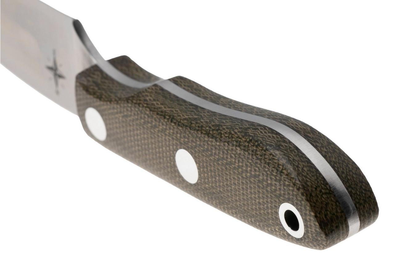 Bark River PSK Satin CPM 3V Green Canvas Micarta, vaststaand mes
