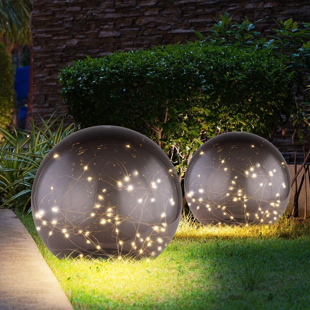 LED Solarlampe, Kugel-Form, Lichterkette, H 30 cm