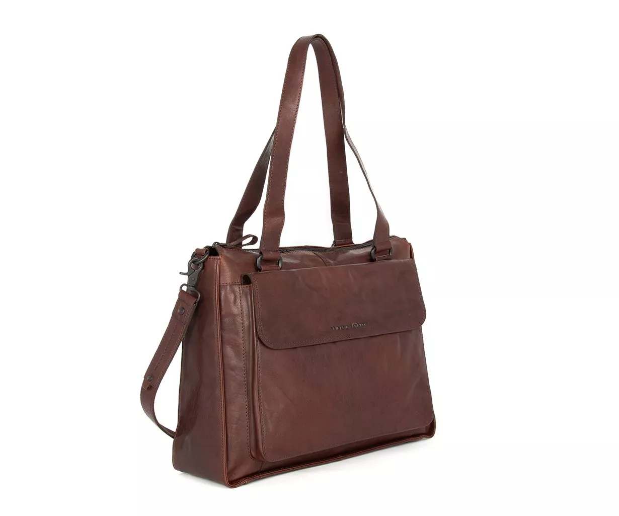 Spikes & Sparrow Ceciley Laptop Schoudertas 15,6 inch Dark Brown