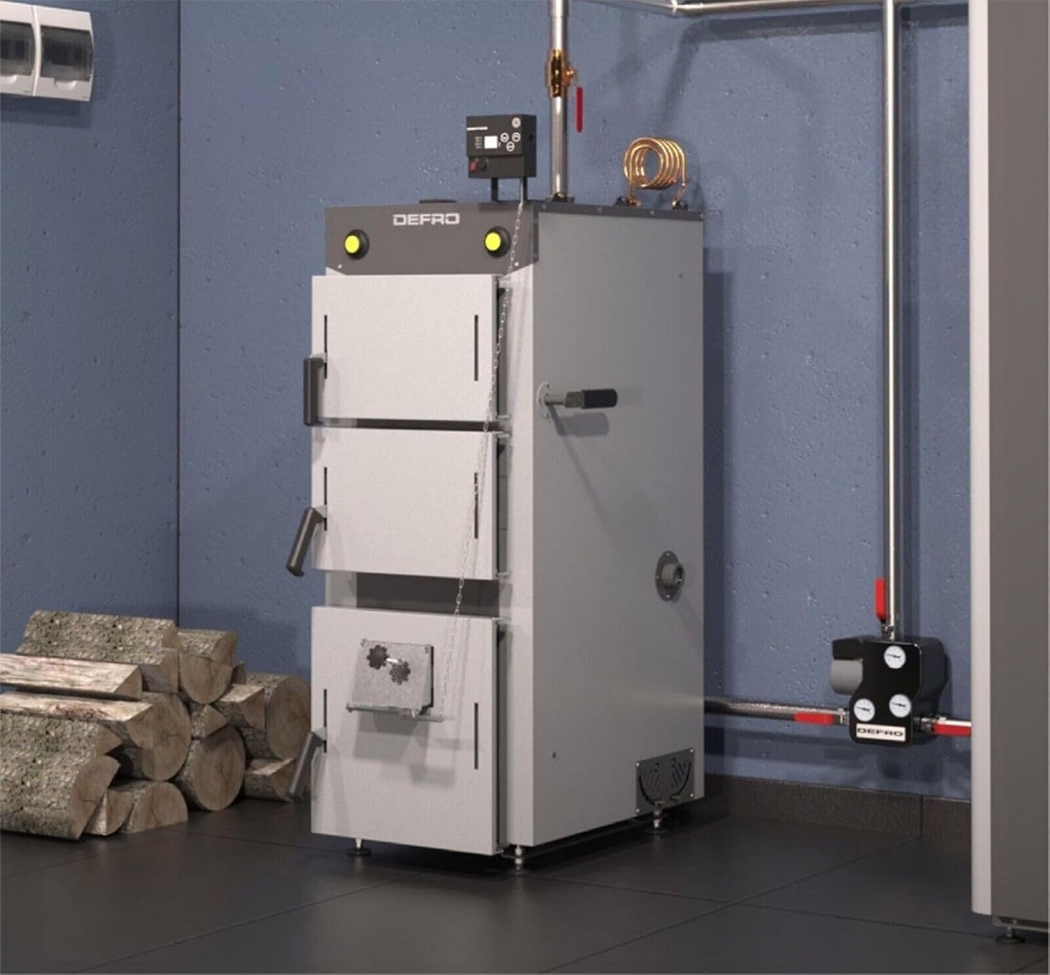 Defro Firewood Plus Holzkessel, 24 kW, Naturzugkessel für Zentralheizung, Scheitholzbetrieb