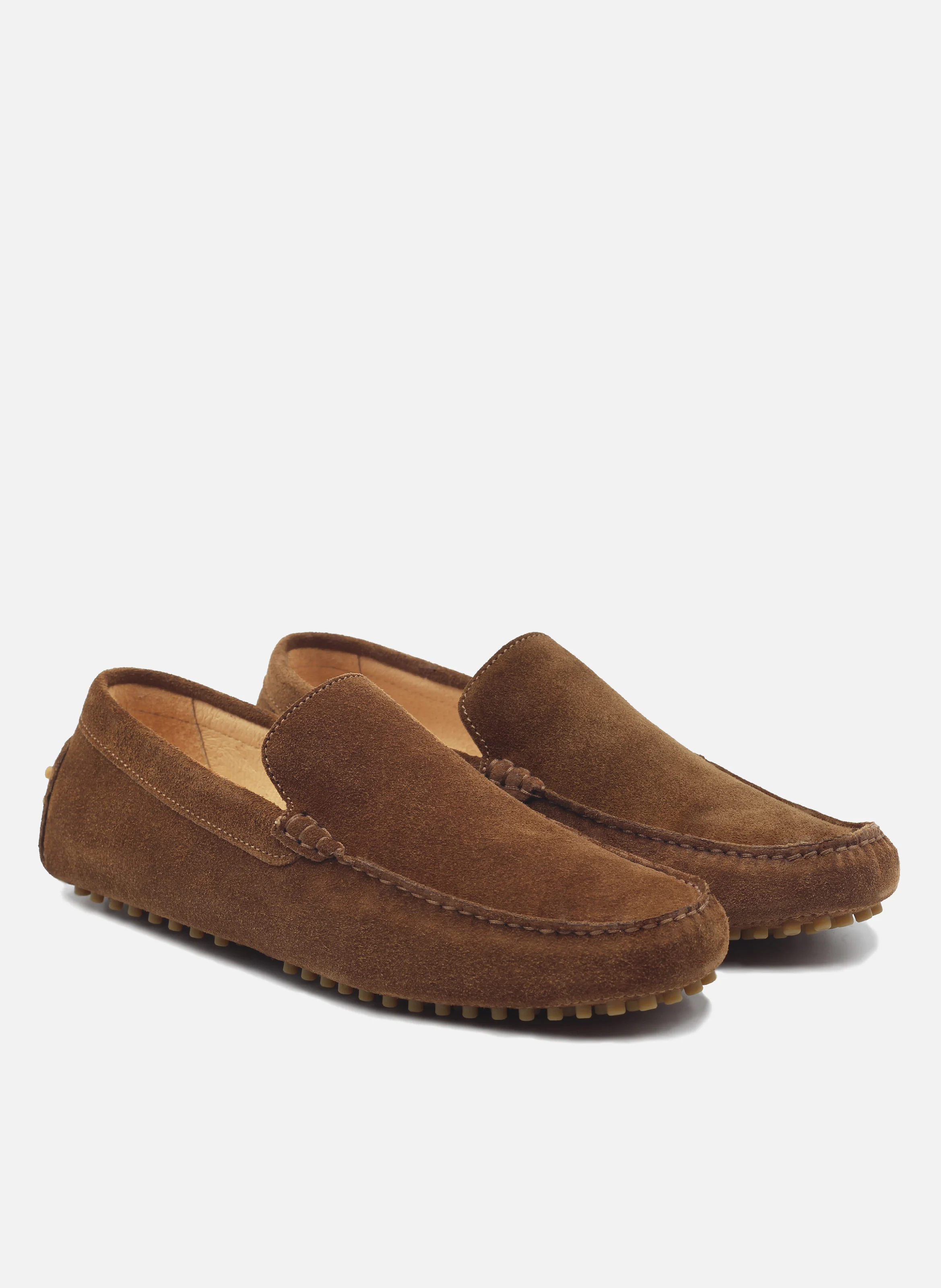 Mocassins picots doublés cuir daim | Marron