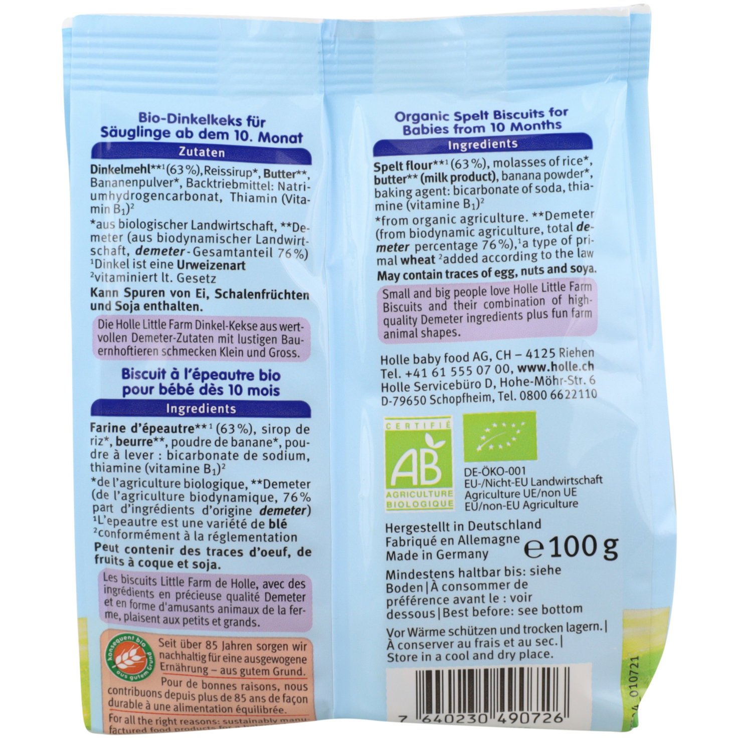 Holle Demeter Bio Babykeks Farm Biscuits 10+ Monate