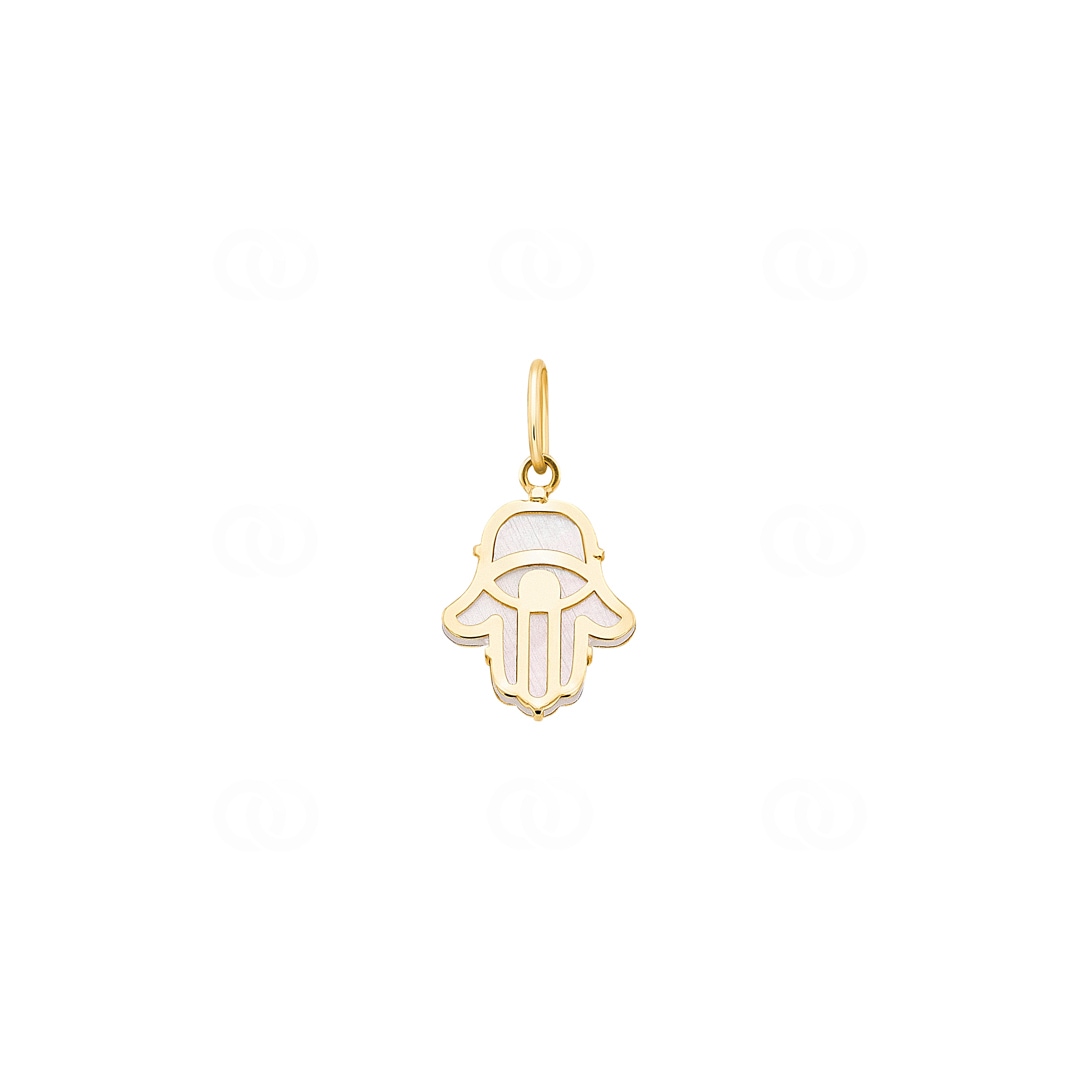 Anhänger 750/18 K Gelbgold Fatimas Hand mit Perlmutt