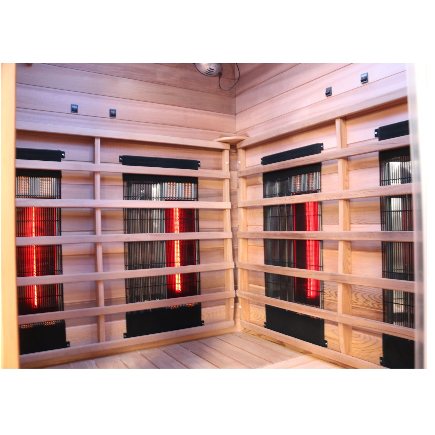 Dewello® Infrarotkabine Infrarotsauna LAKEFIELD PRO Hemlock-Zeder 140cm x 140cm inkl. Vollspektrumstrahler, Bodenstrahler