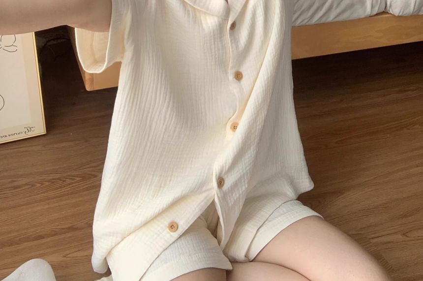 GOUB - Pyjamaset: effen shirt met korte mouwen + korte broek