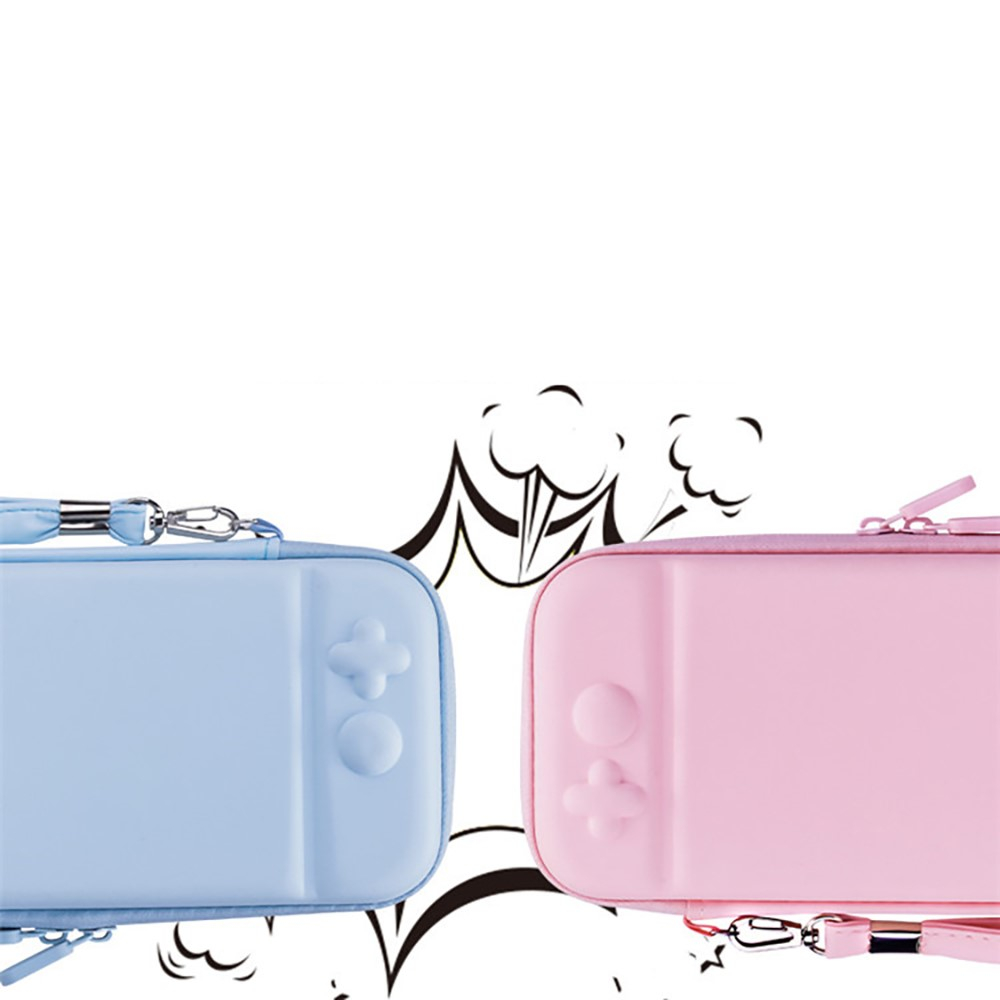 Reise Box Leder Schutztasche Hartschale mit Handschlaufe für Nintendo Switch - Blau / Grün