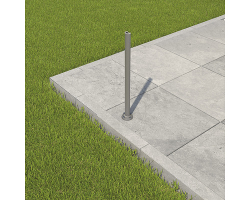 Uitschuifbare zijluifel 1,6x3, doek effen antraciet, frame RAL 9006 wit aluminium met afneembare paal