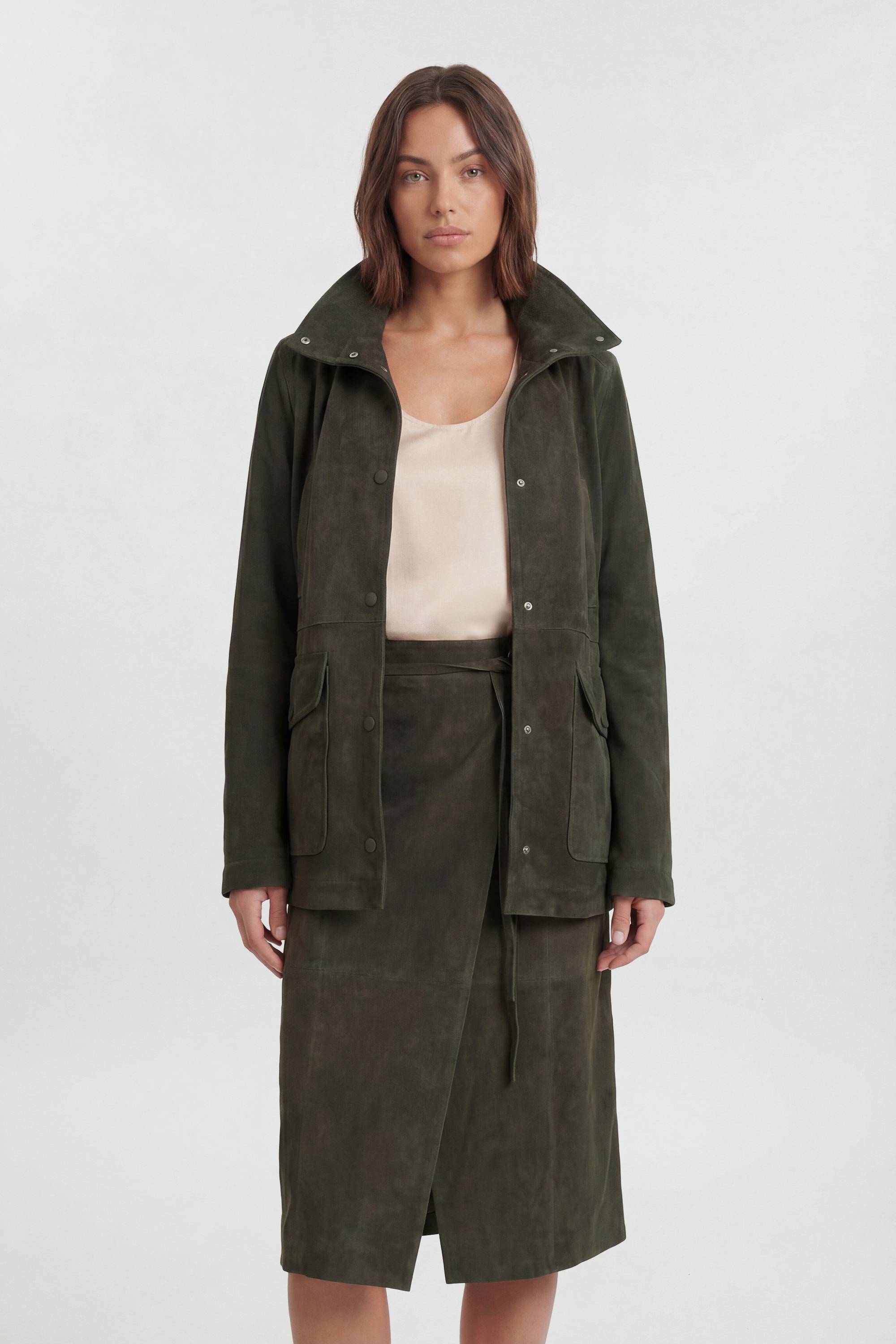 KarenMillen Veste En Daim À Col Montant Avec Poche