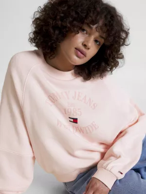 Moletom Curve com mangas raglan, modelagem relaxada e logo.