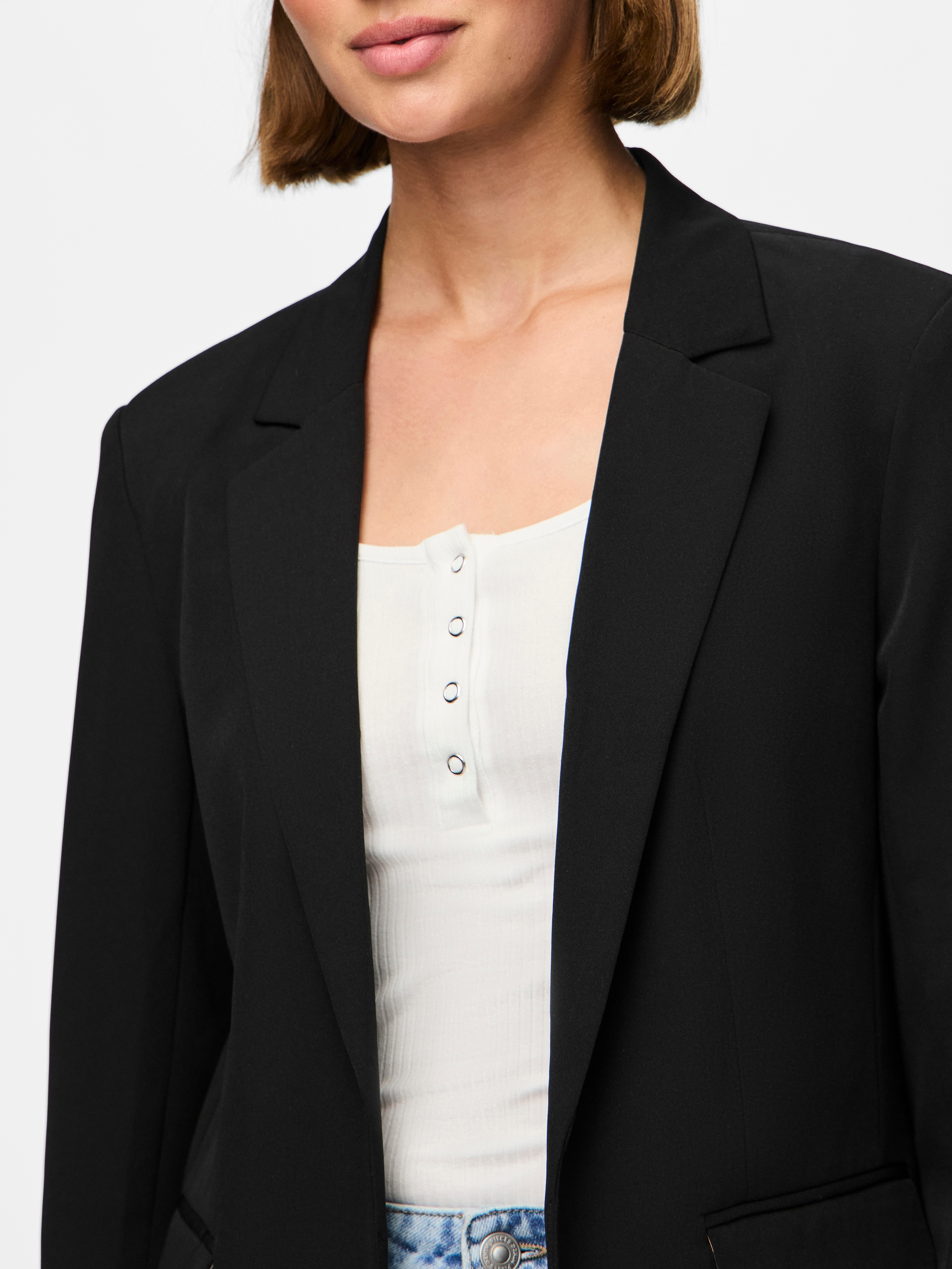 pieces Longblazer »PCBOZZY LS DETAIL BLAZER NOOS BC«, mit Leo Futter