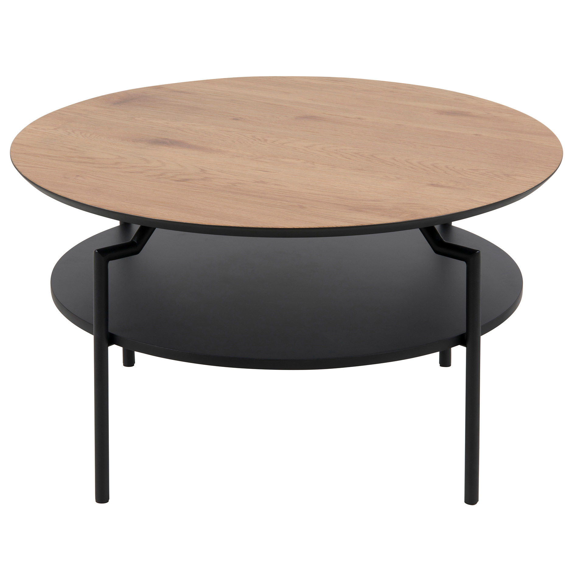 Couchtisch GOLDINGTON - holzfarben-schwarz - Ablage - Ø 80 cm
