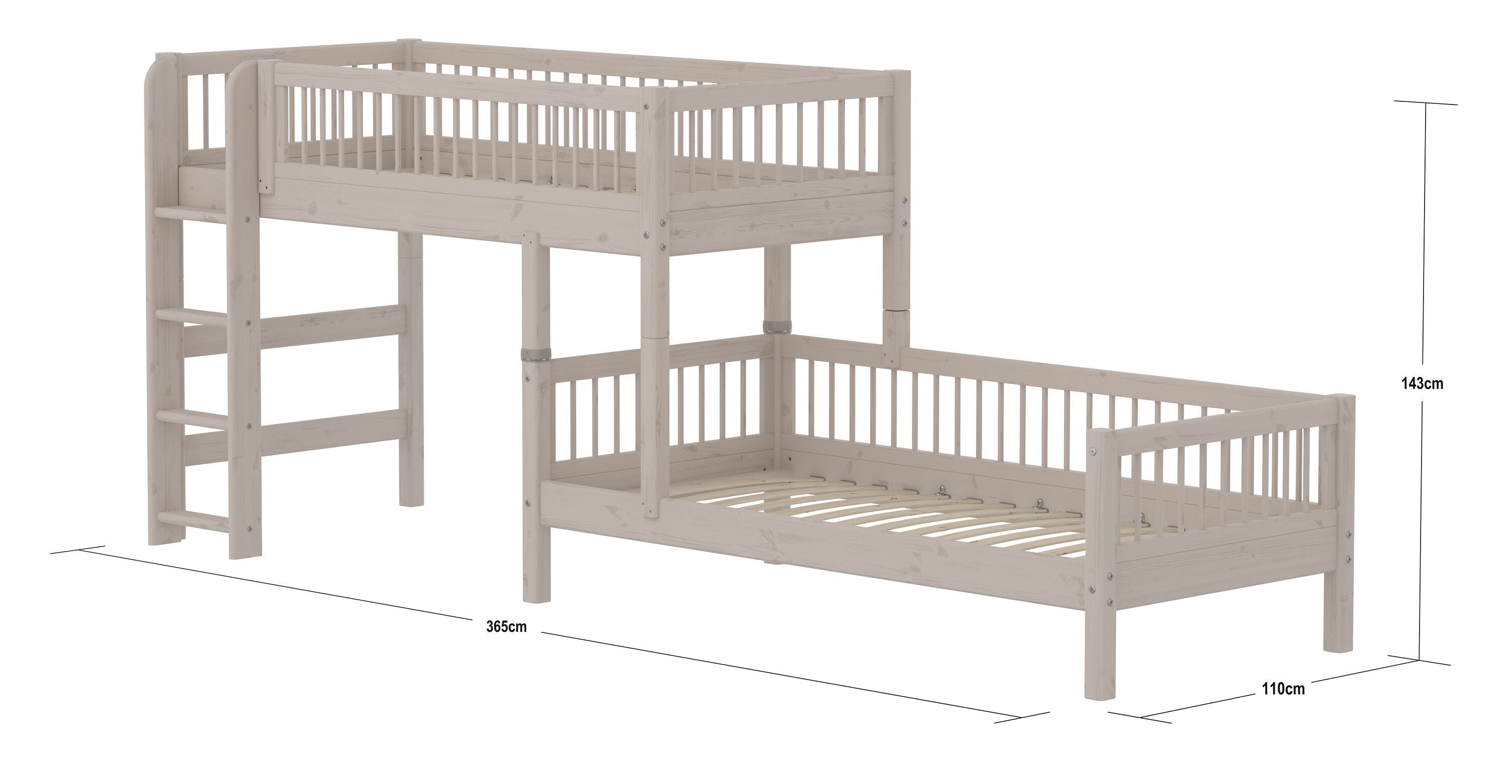 Flexa CLASSIC Bettkombination - Grau / B: 110.0 cm x T: 210.0 cm x H: 143.0 cm