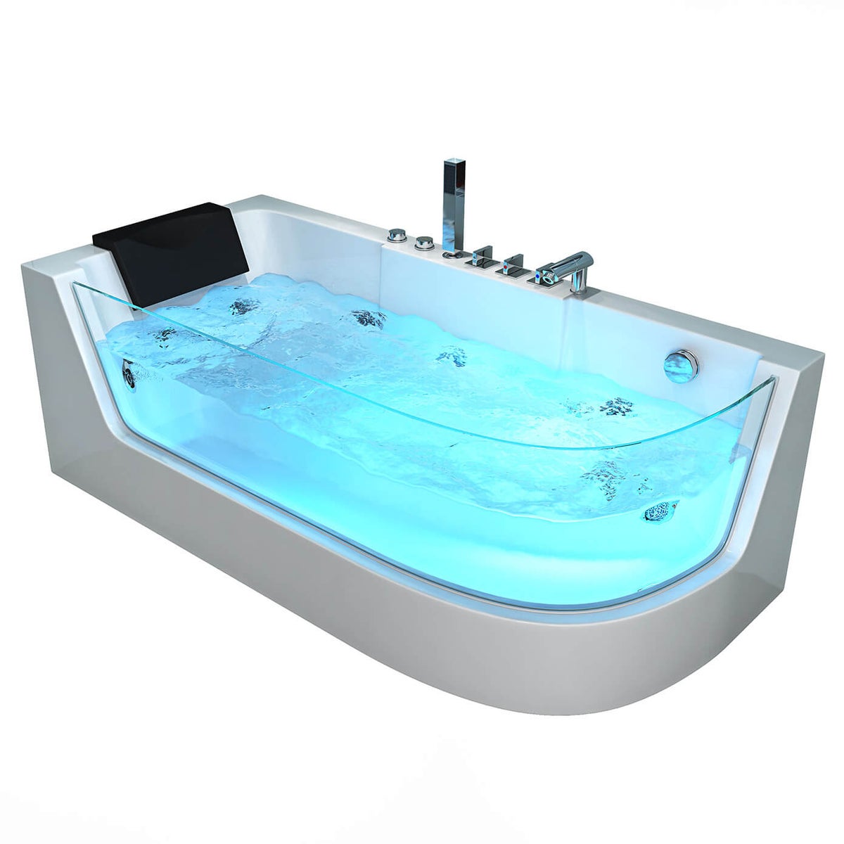 Home Deluxe - Whirlpoolbad - CARICA Rechts Wit met Verwarming en Massage - Afmetingen: 170 x 80 x 59 cm | Hoekbad, Binnenbad