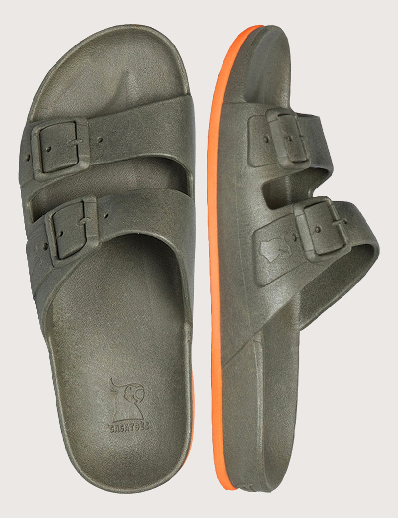 CACATOES SANDALES HOMME BRASILIA KAKI ORANGE FLUO