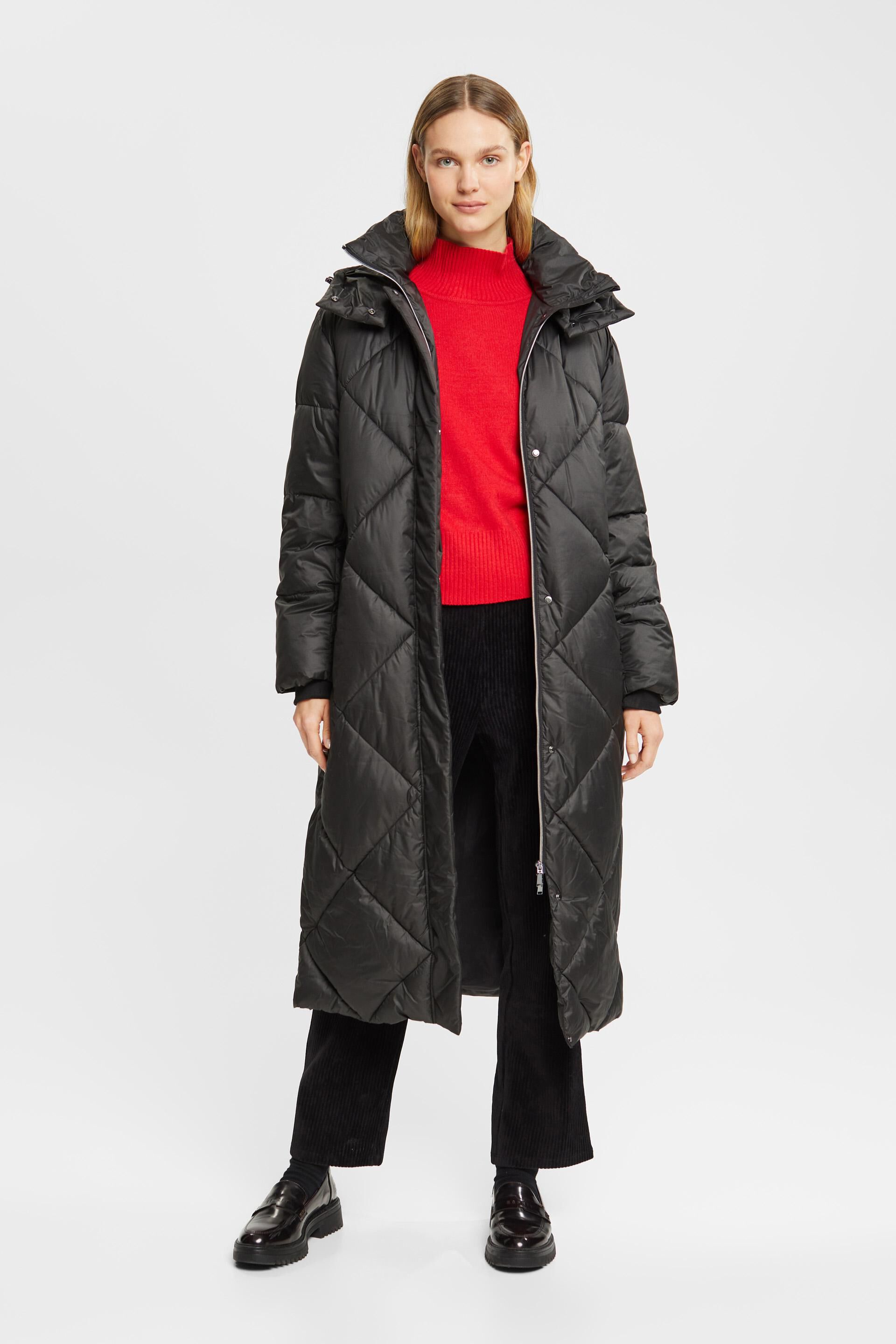 Long manteau matelassé à losanges