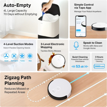 TP-Link Tapo Robotstofzuiger RV10 Plus met dweilfunctie