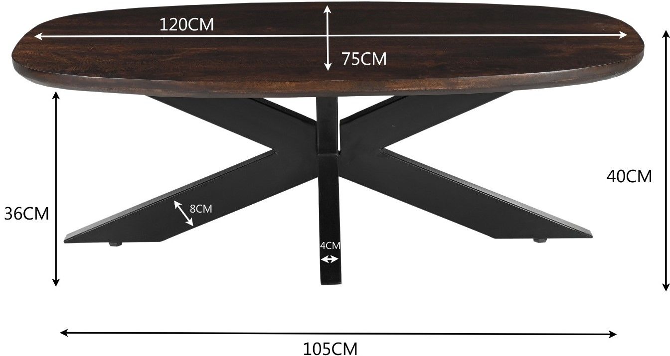 Salontafel Brown Jesper B120 x D75 x H40 cm