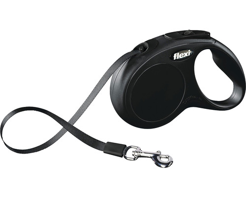 Flexi New Classic hondenriem, band, maat L, 5 m, zwart