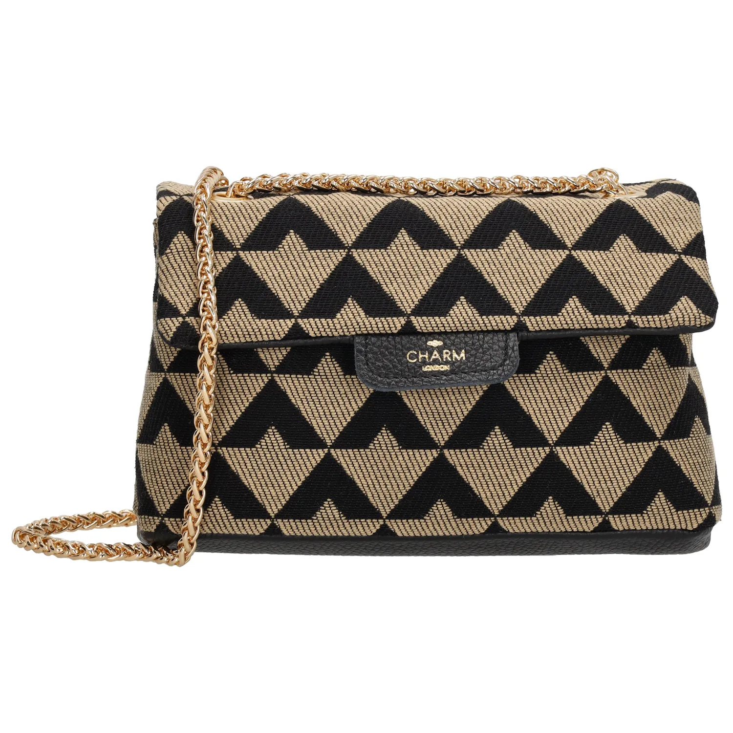 Charm London Anna Schoudertas Zwart/ Beige