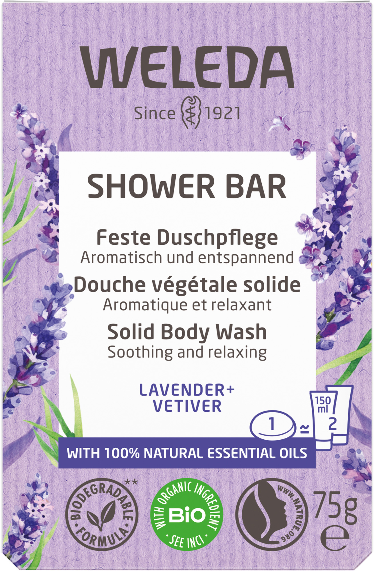 Weleda Feste Duschpflege<br>75 g, fest, Lavender Vetiver