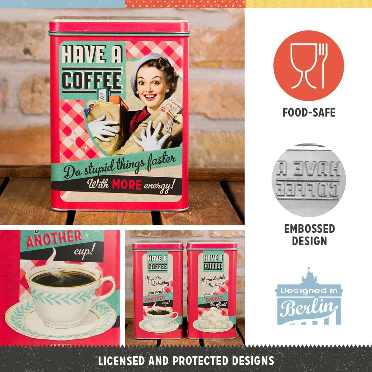 (3l) Vintage Blech Dose Retro Home Deko Vorratsdose Behälter Geschenkidee (30123) - Coffee