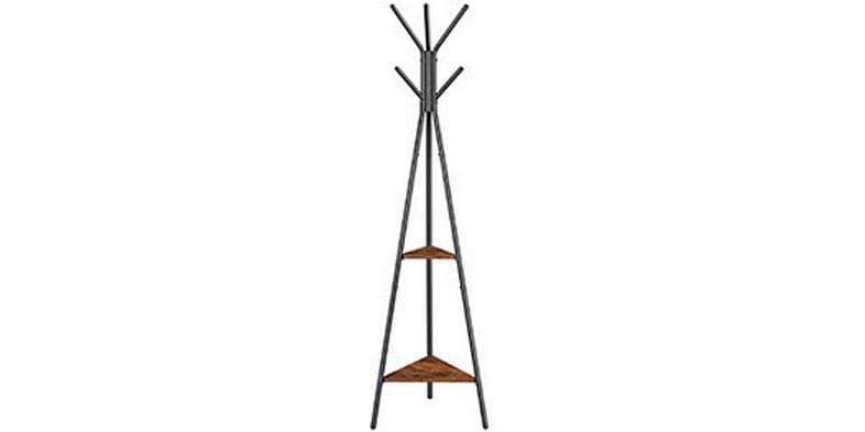 VASAGLE Garderobenständer mit 2 Ablagen 179 cm, Braun/Schwa Kleiderständer in Baumform