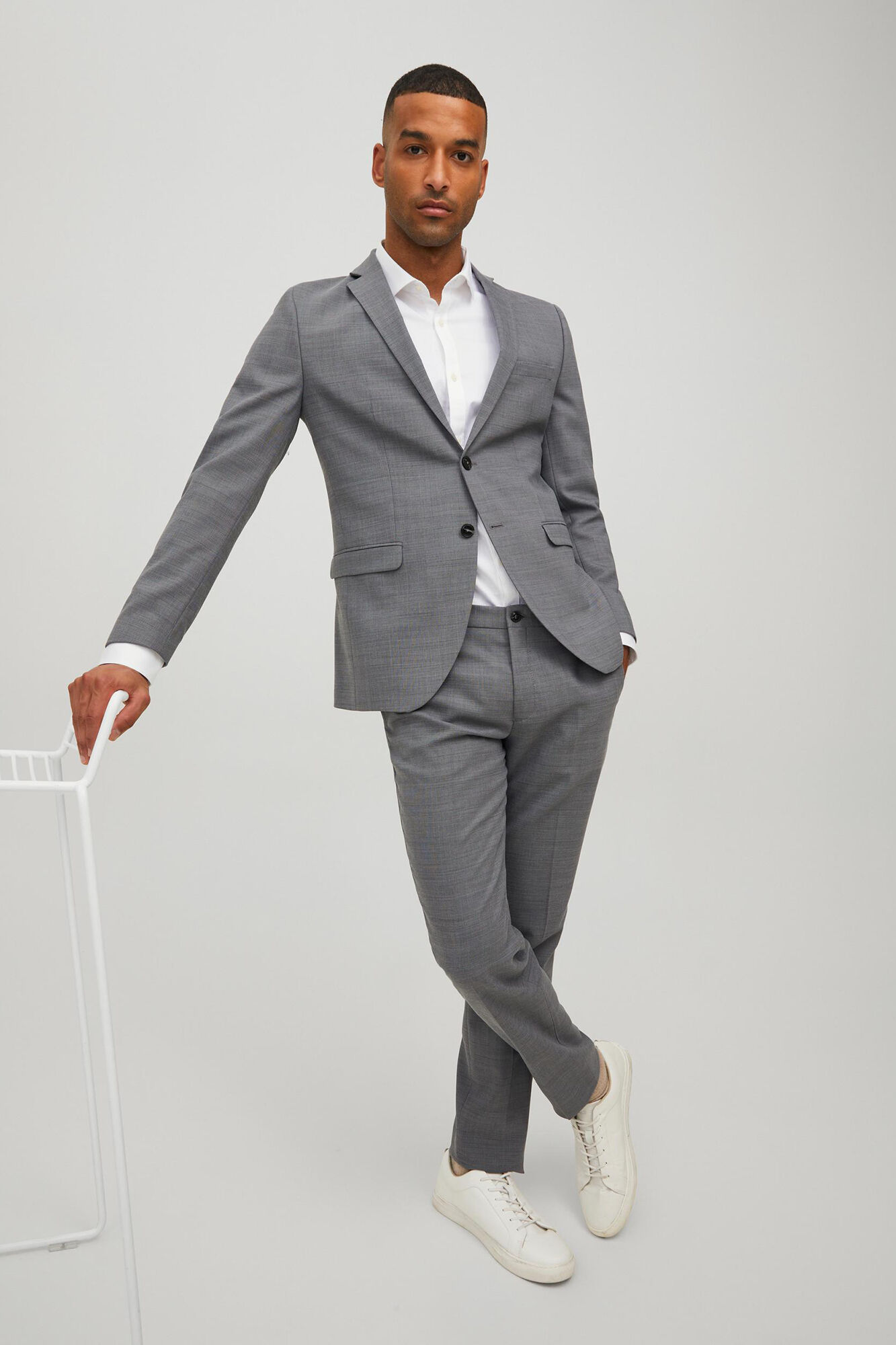 Terno liso slim fit - Cinza