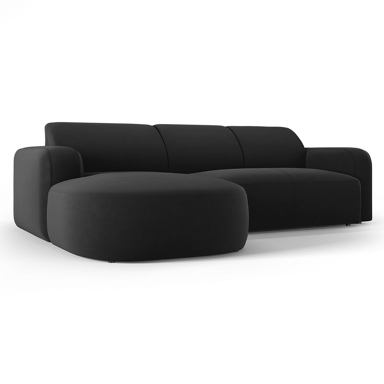 Mazzini Sofas Canapé d'angle gauche Velours Jasmin 4 Places noir - 250x170x72 cm