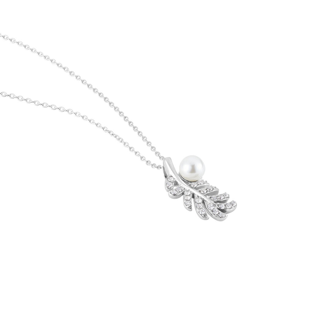 Collier Argent Blanc Edytha Perle De Culture Oxydes De Zirconium