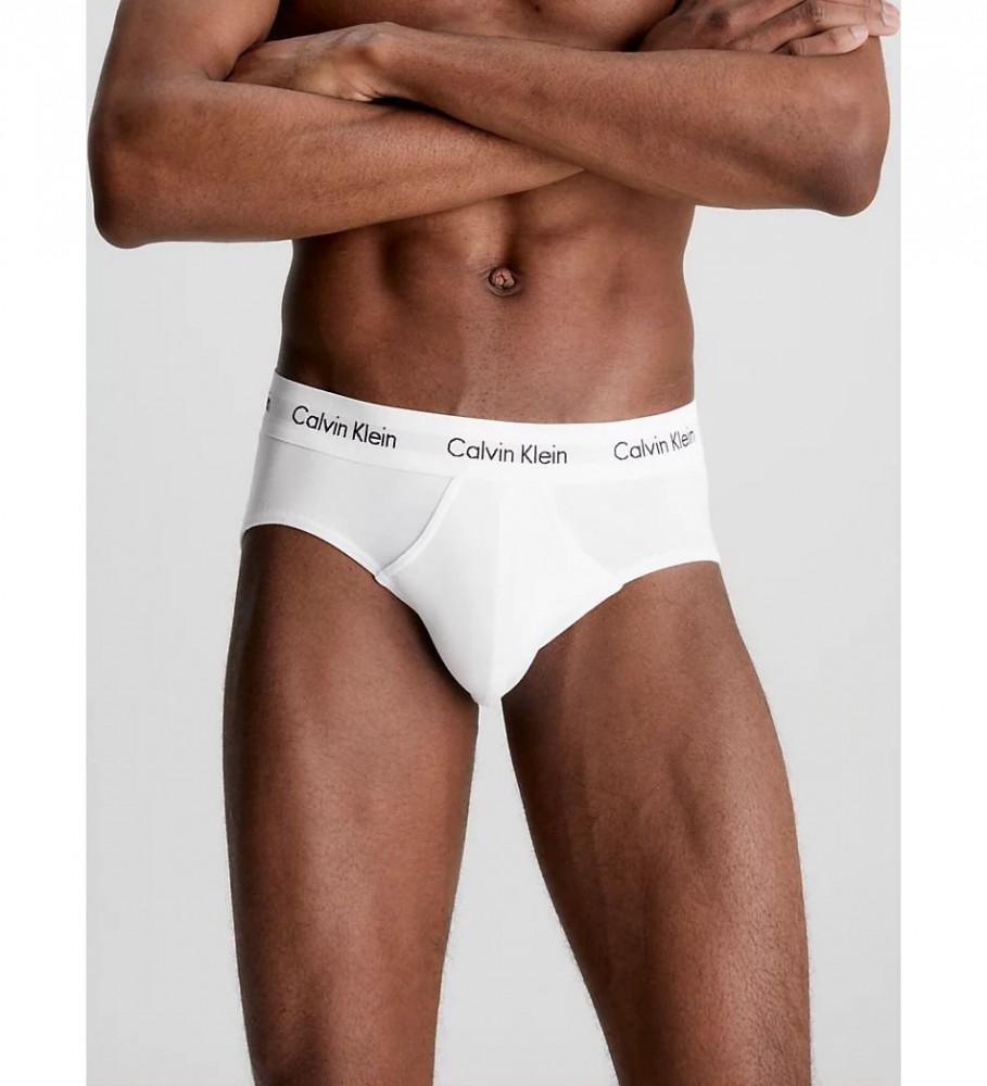 Pacote com 3 camisolas brancas de algodão elástico da Calvin Klein