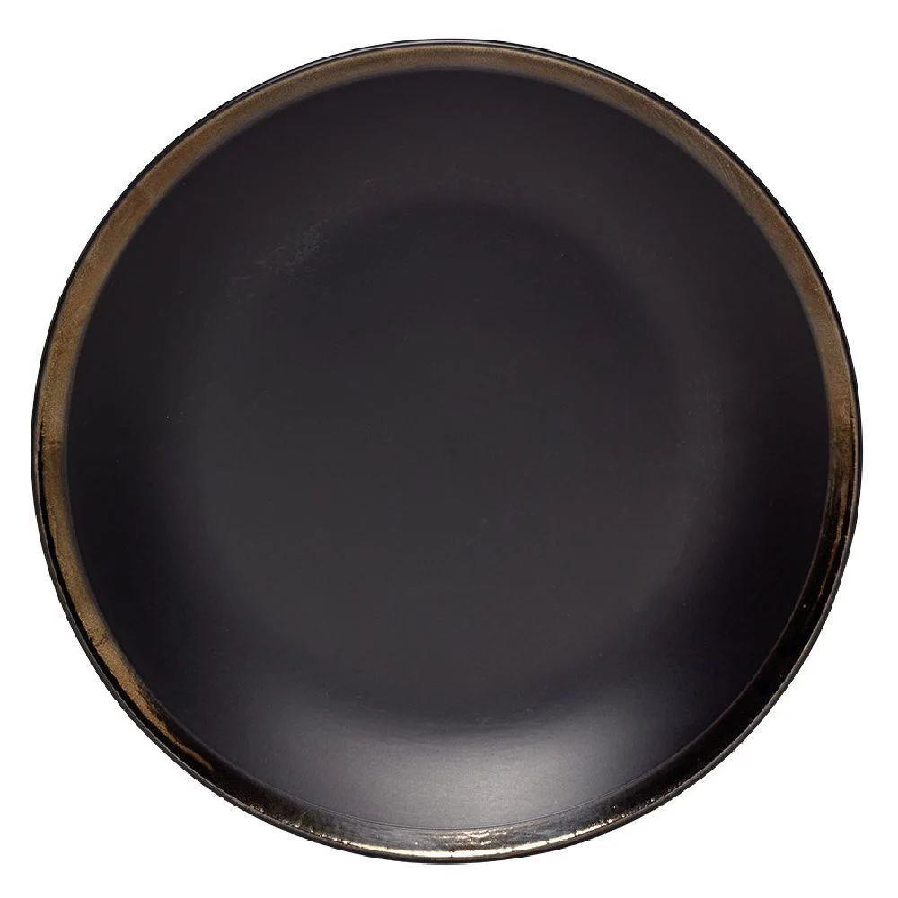 Assiette plate en faïence avec liseré doré