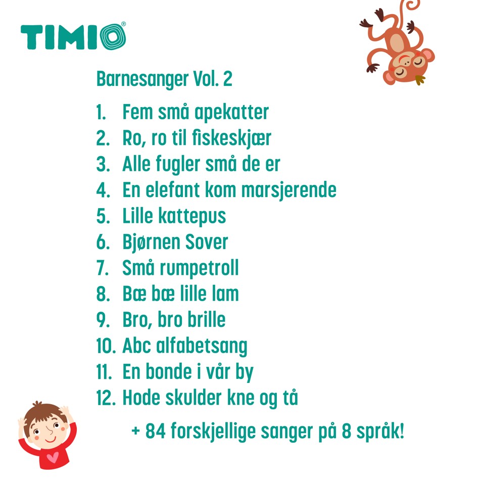 Timio - Disc sæt 2 - Tal, børnesange, havdyr, former og frugter